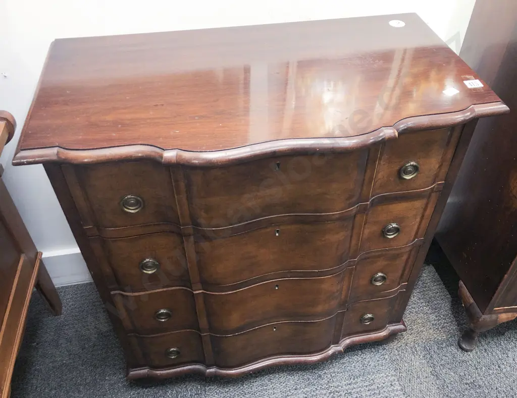 Low Mahogany Four Drawer Chest Image 1++