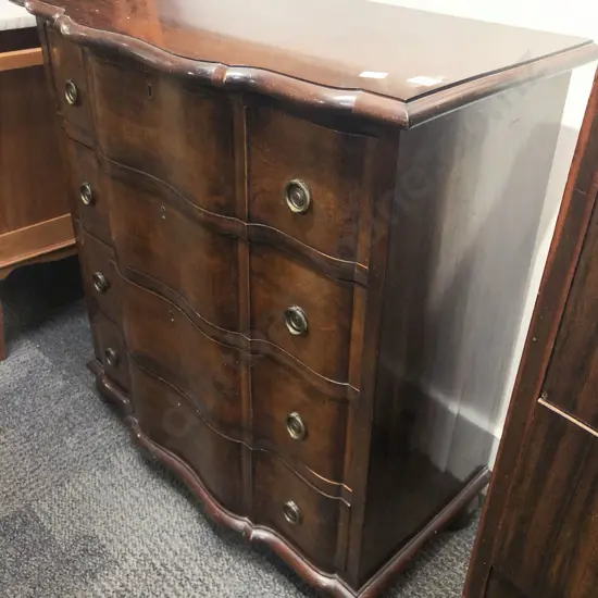 Low Mahogany Four Drawer Chest