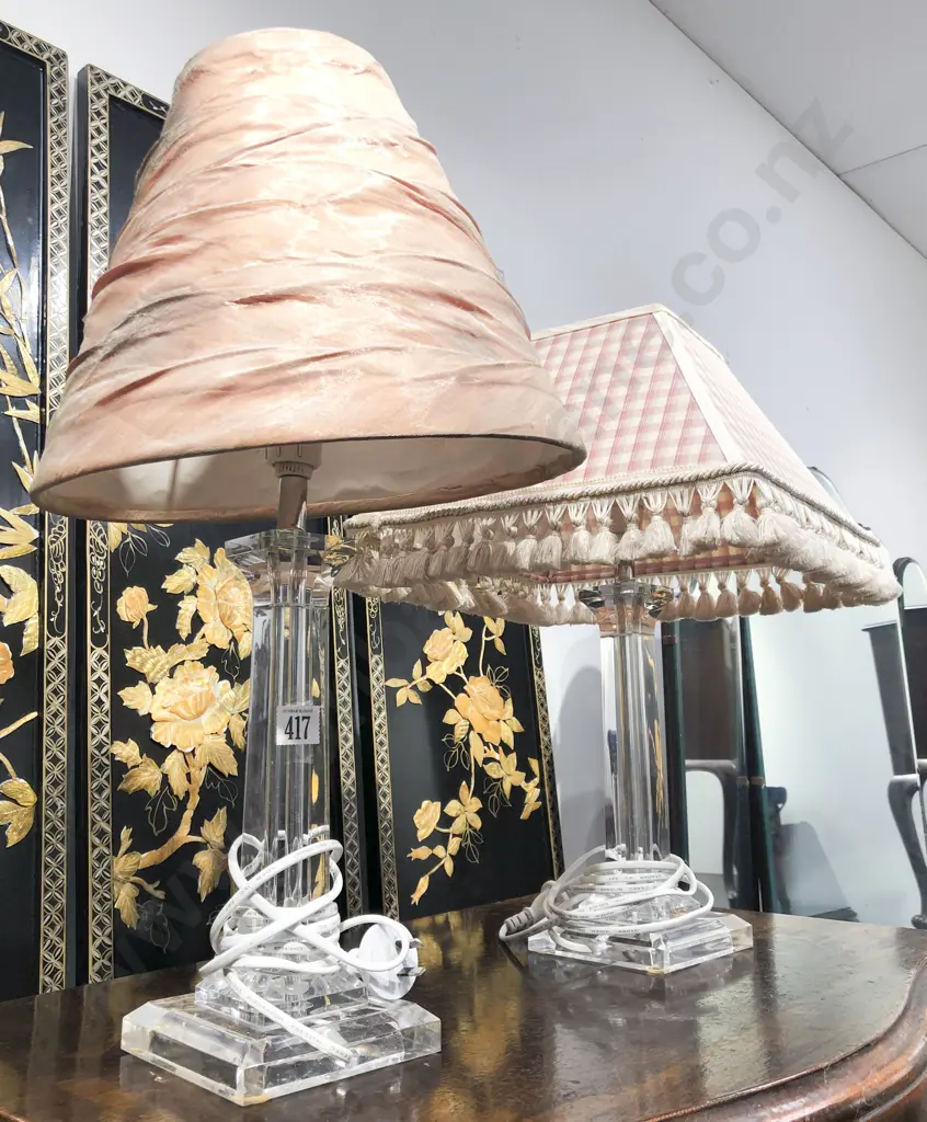 Pair of Glass Table Lamps Image 1++