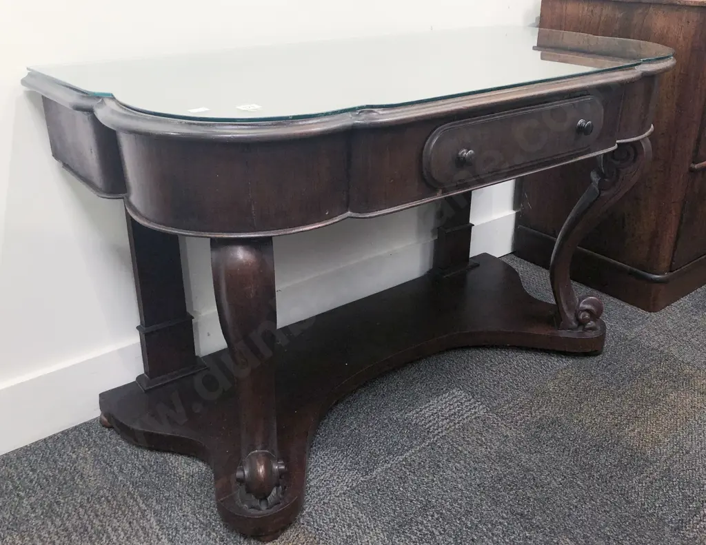 Victorian Mahogany Single Drawer Hall Table Image 1++