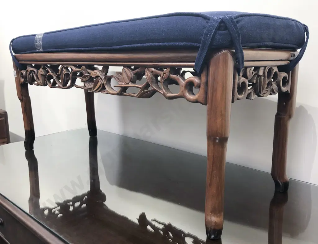 Chinese Carved Rectangular Stool Image 1++