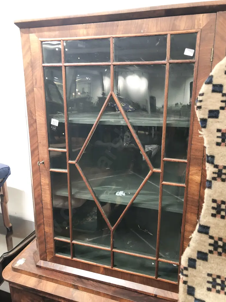 Geo III Mahogany Glazed Door Hanging Corner Cabinet Image 1++