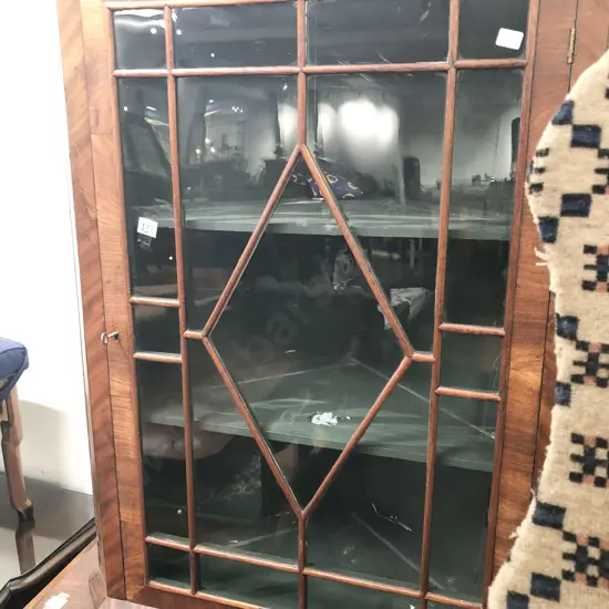 Geo III Mahogany Glazed Door Hanging Corner Cabinet