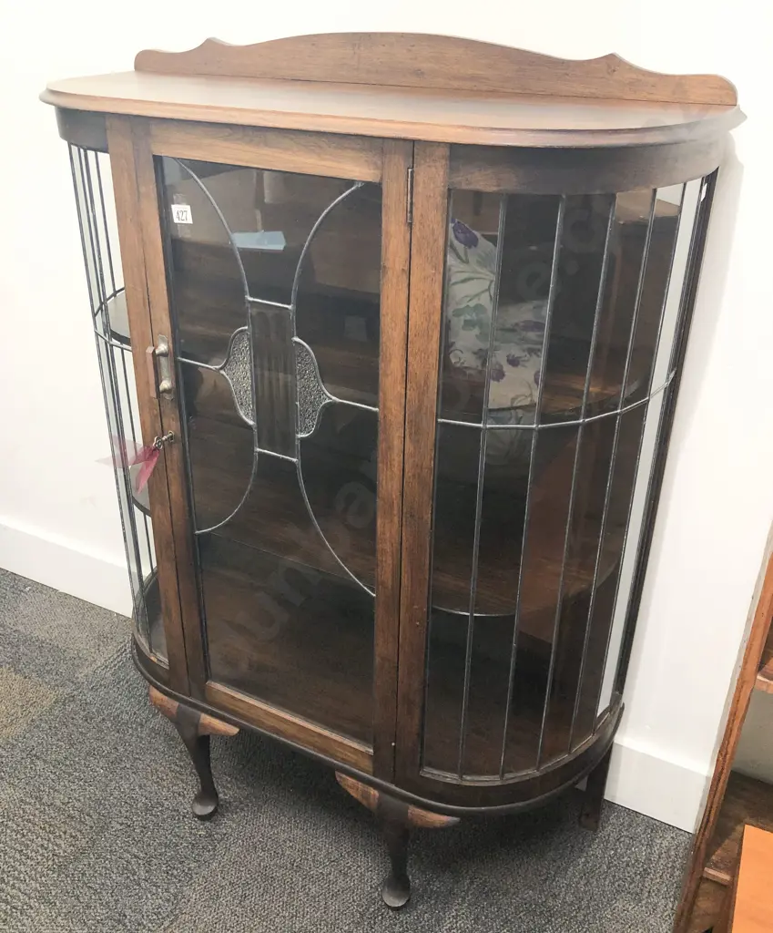 1920's Slender Leadlight China Cabinet Image 1++