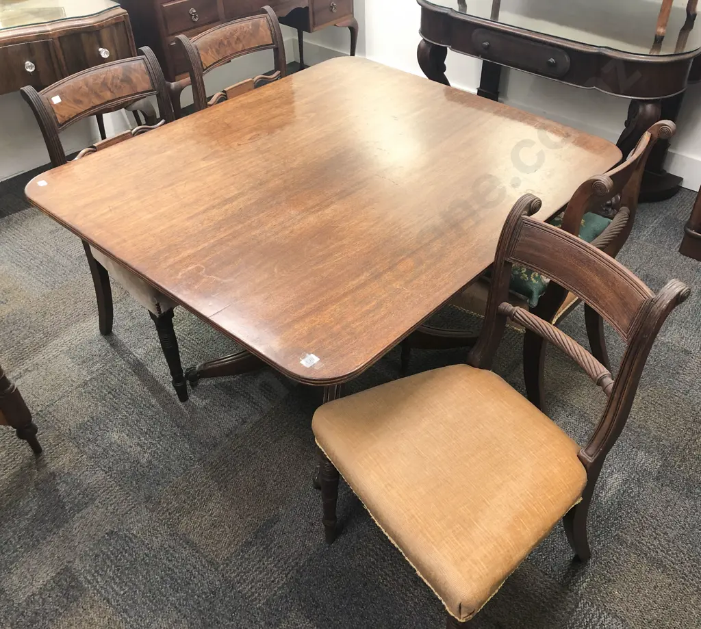 Geo III Mahogany Snap Top Supper Table and Two Pairs Geo III Dining Chairs Image 1++