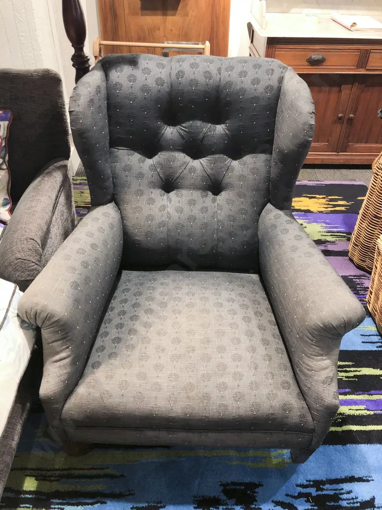 Edwardian Modern Upholstered Wing Back Arm Chair Image 1++