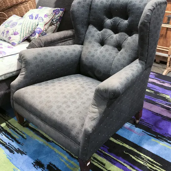 Edwardian Modern Upholstered Wing Back Arm Chair