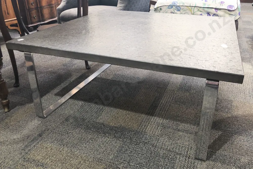 Large Square Slate Top Coffee Table Image 1++