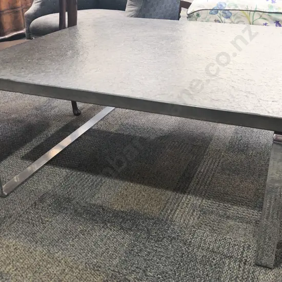 Large Square Slate Top Coffee Table