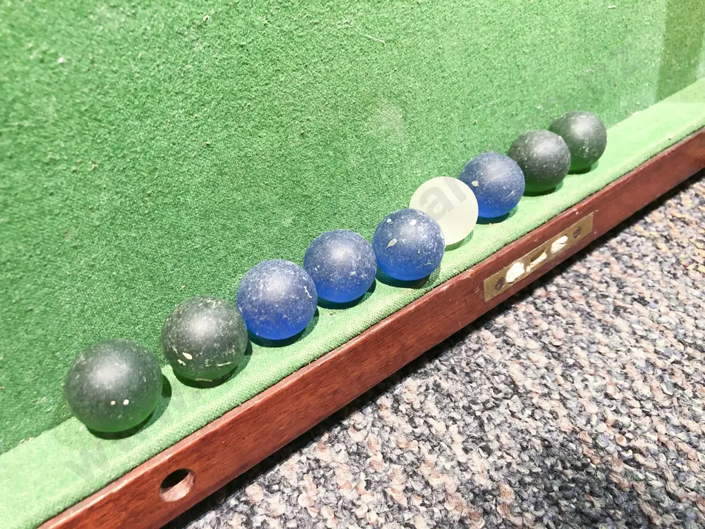 Late Victorian/Edwardian Folding Bar Billiards Table with Marbles and Cue Image 1++