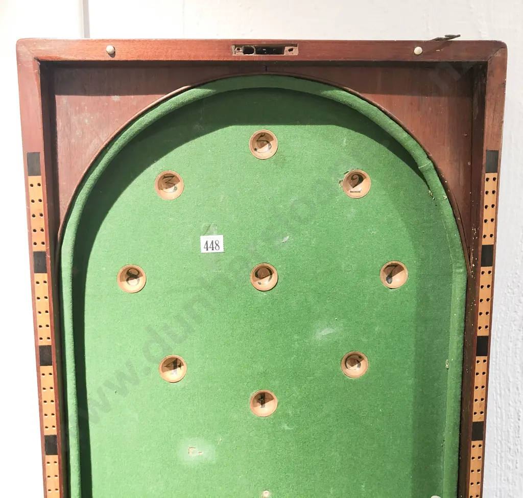 Late Victorian/Edwardian Folding Bar Billiards Table with Marbles and Cue Image 1++