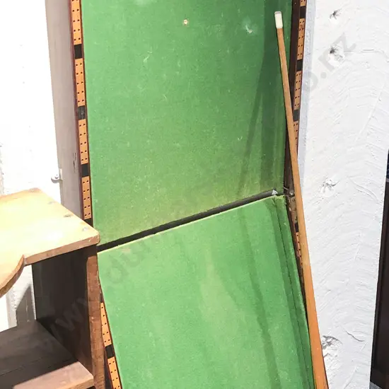 Late Victorian/Edwardian Folding Bar Billiards Table with Marbles and Cue