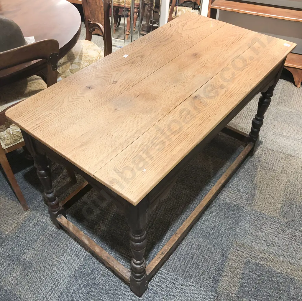 Antique Oak Hall Table with Later Oak Top Image 1++