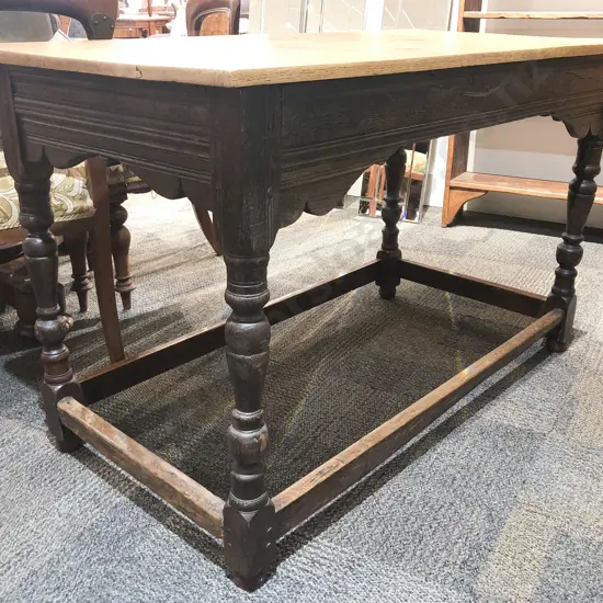 Antique Oak Hall Table with Later Oak Top