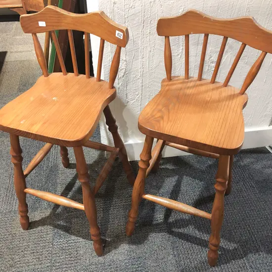 Pair of Stick Back Bar Stools