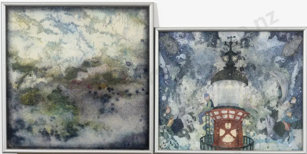 Carole Anne Bauer - Two Hand Embroidered Artworks Image 1++