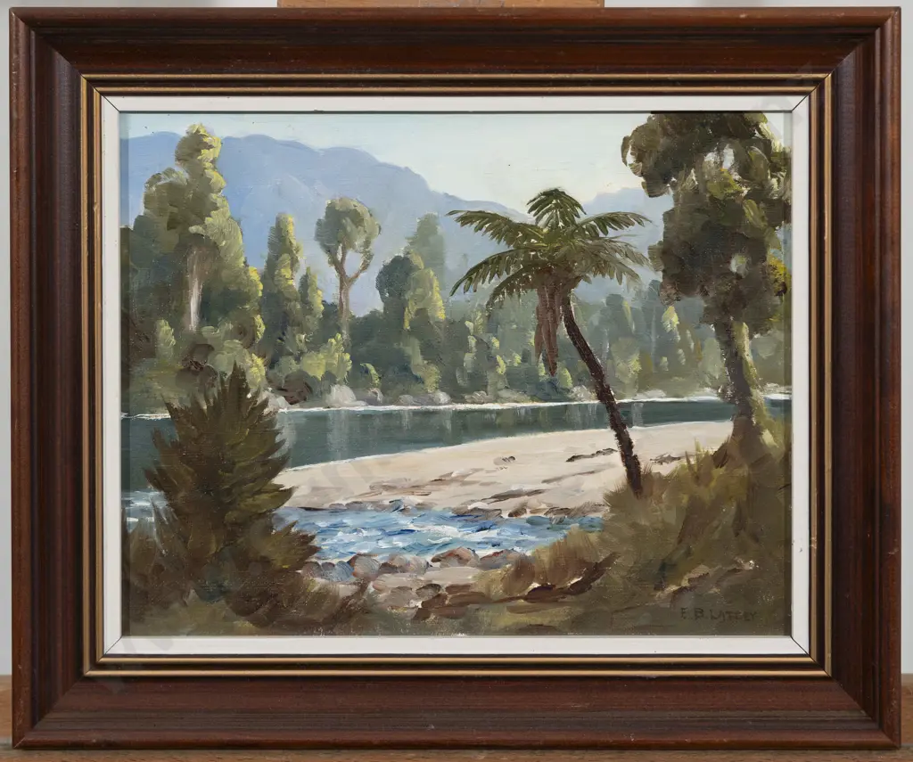 E B Lattey (1899 - 1986) - Waioeka River Image 1++