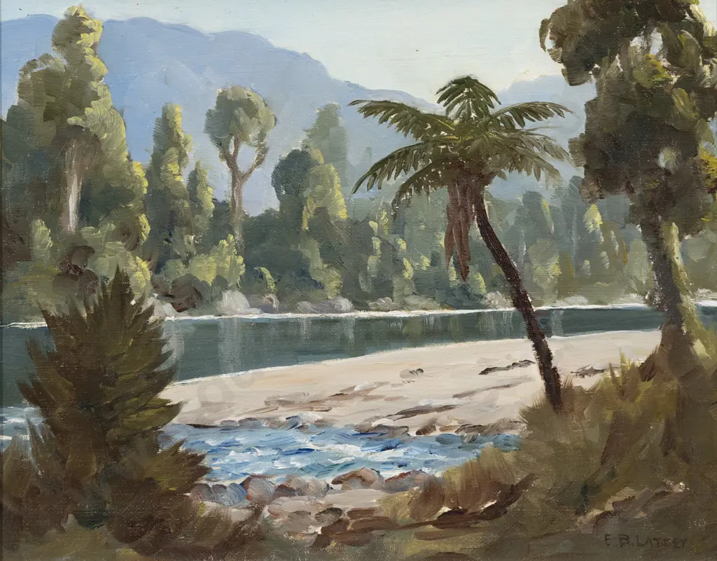 E B Lattey (1899 - 1986) - Waioeka River Image 1++