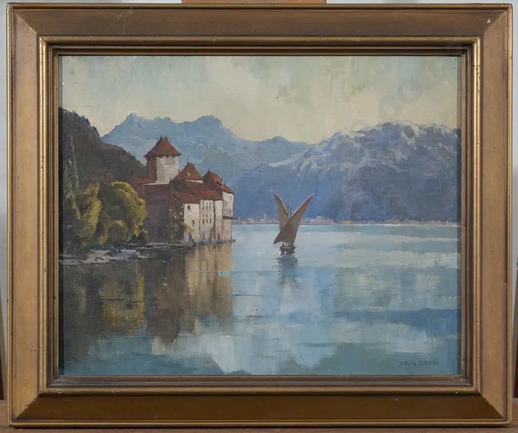 Leslie Board (Australian 1883 - 1935) - Castle of Chilon Lake Lucerne Image 1++