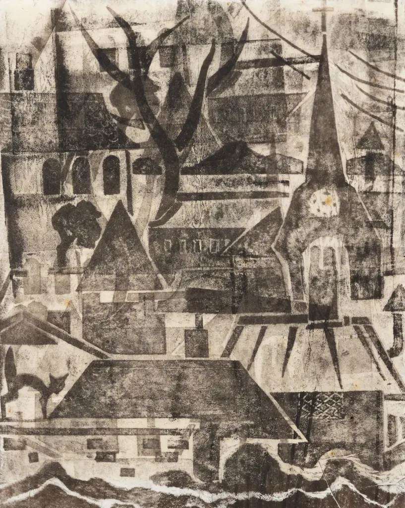 Unknown Artist - Cityscape with Cat Image 1++