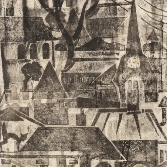 Unknown Artist - Cityscape with Cat