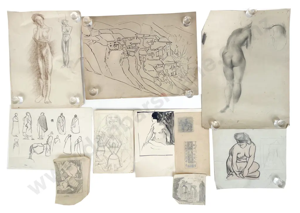John Weeks (1888 - 1965) - Ten Mainly Figural & Architectural Studies (unframed) Image 1++