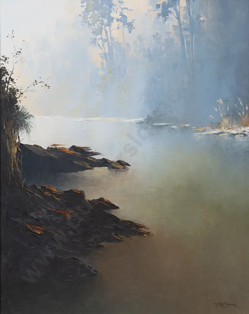 Michael Ponder (b 1943) - Morning Mist (Pelorus River) Image 1++