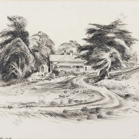 Eric lee Johnson (1908 - 1993) - Farmhouse at Dargaville 1959