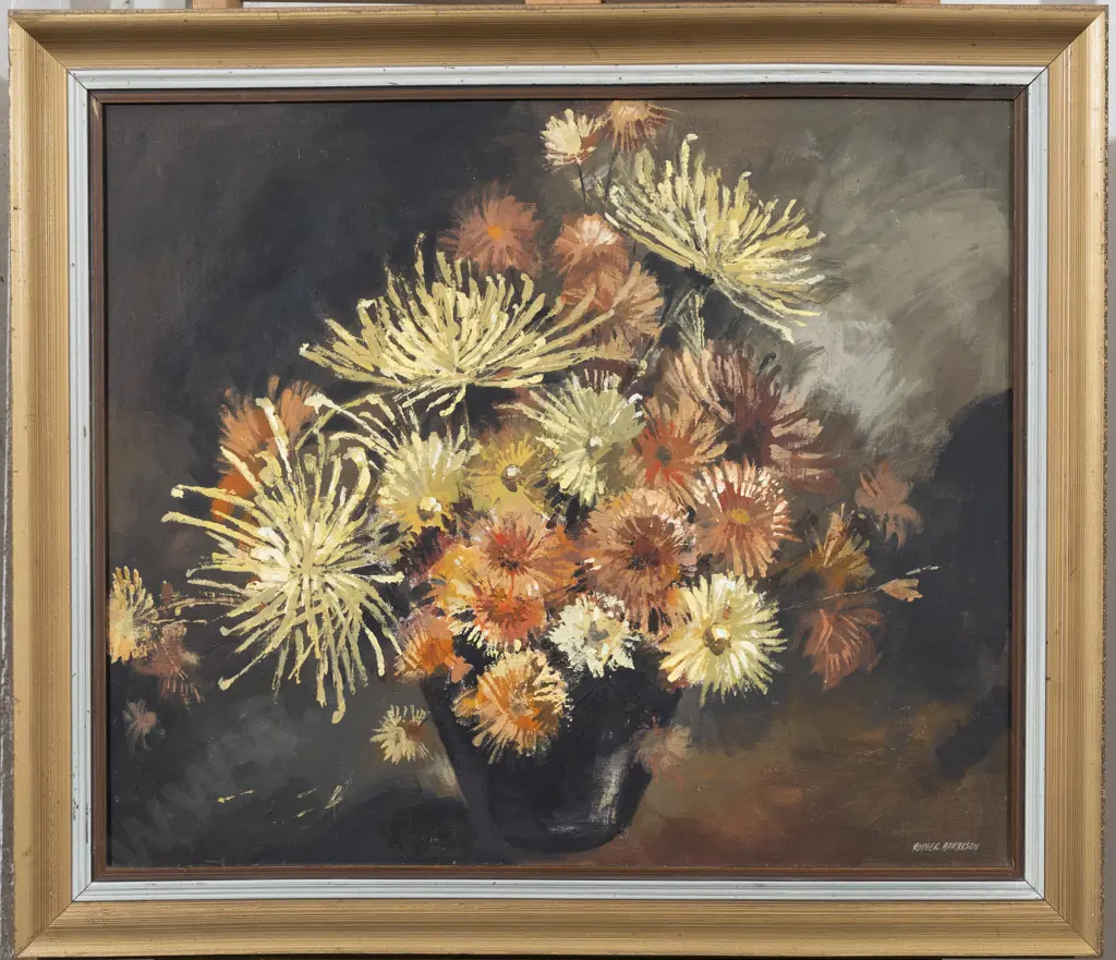 Rodger Harrison (b 1931) - Still Life Chrysanthemums Image 1++