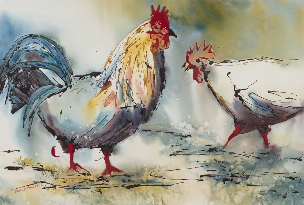 Estelle Fraser - Rooster & Chicken Image 1++