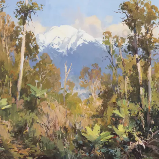 Brent Trolle (b 1947) - Warm Afternoon Looking Across the Kokatahi Valley