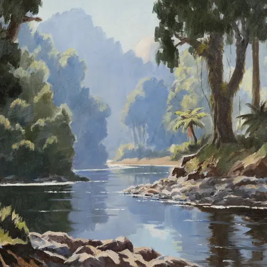 E B Lattey (1899 - 1986) - Bush Stream King Country