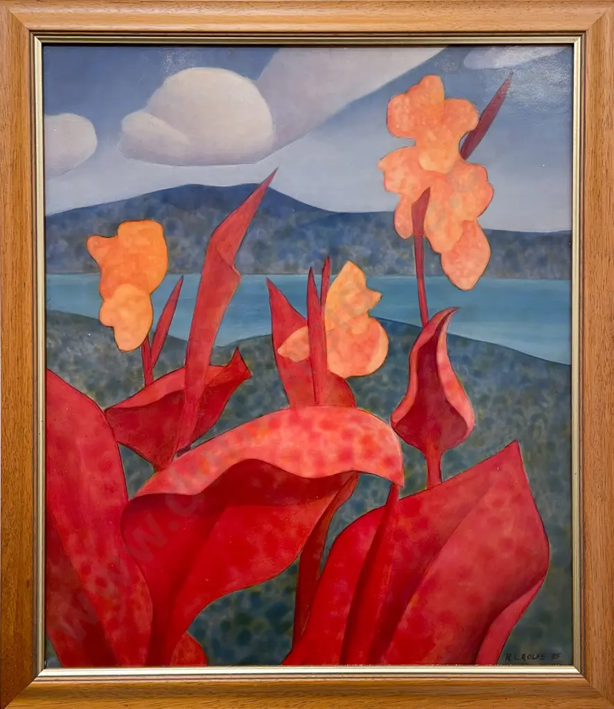 R L Rolfe - Red Cannas - Oil on Board Image 1++