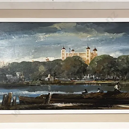 Edward Elliott - Thames London - Oil on Board