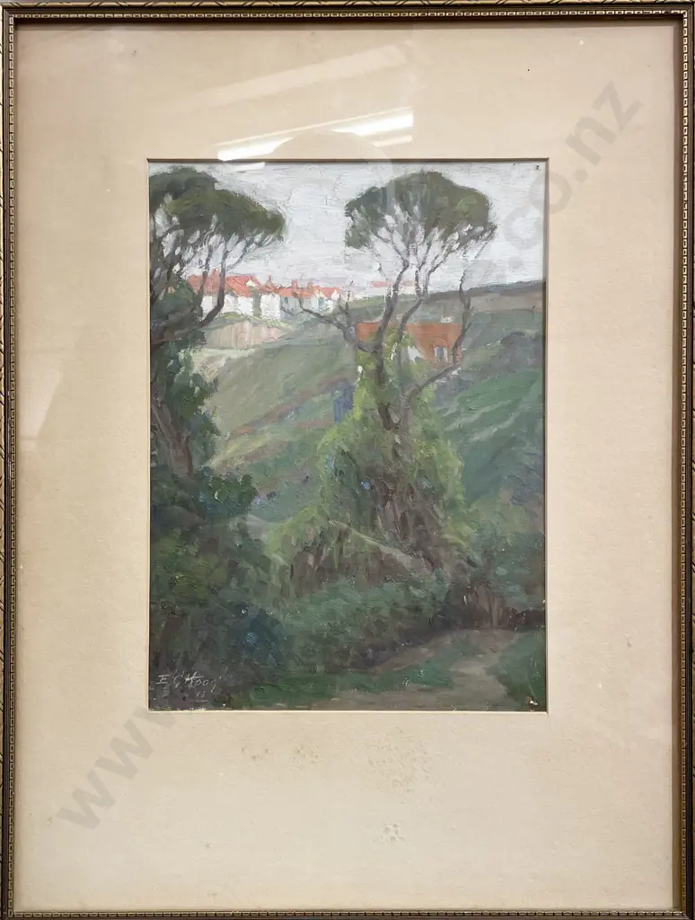E G Hood - Upland Road Kelburn - Oil on Board Image 1++