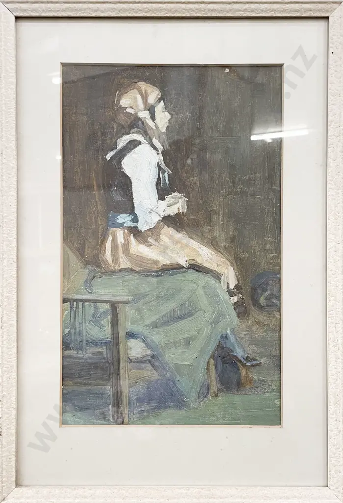 E G Hood - Figure Study - Oil on Board Image 1++