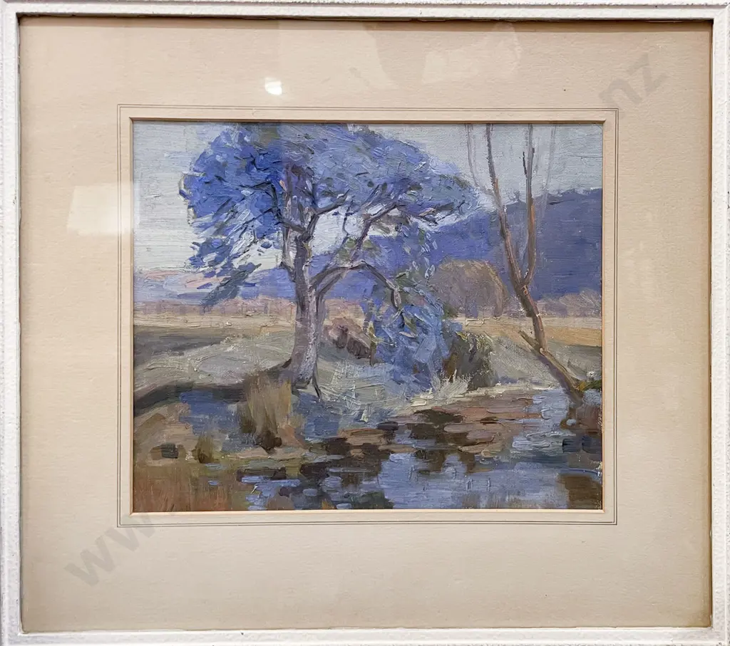 E G Hood - River Landscape - Oil on Board Image 1++