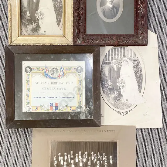 Two Framed Photographs & Three Other