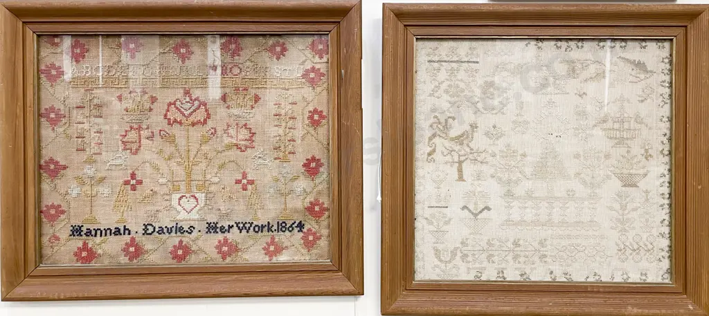 Two Framed Victorian Samplers Image 1++