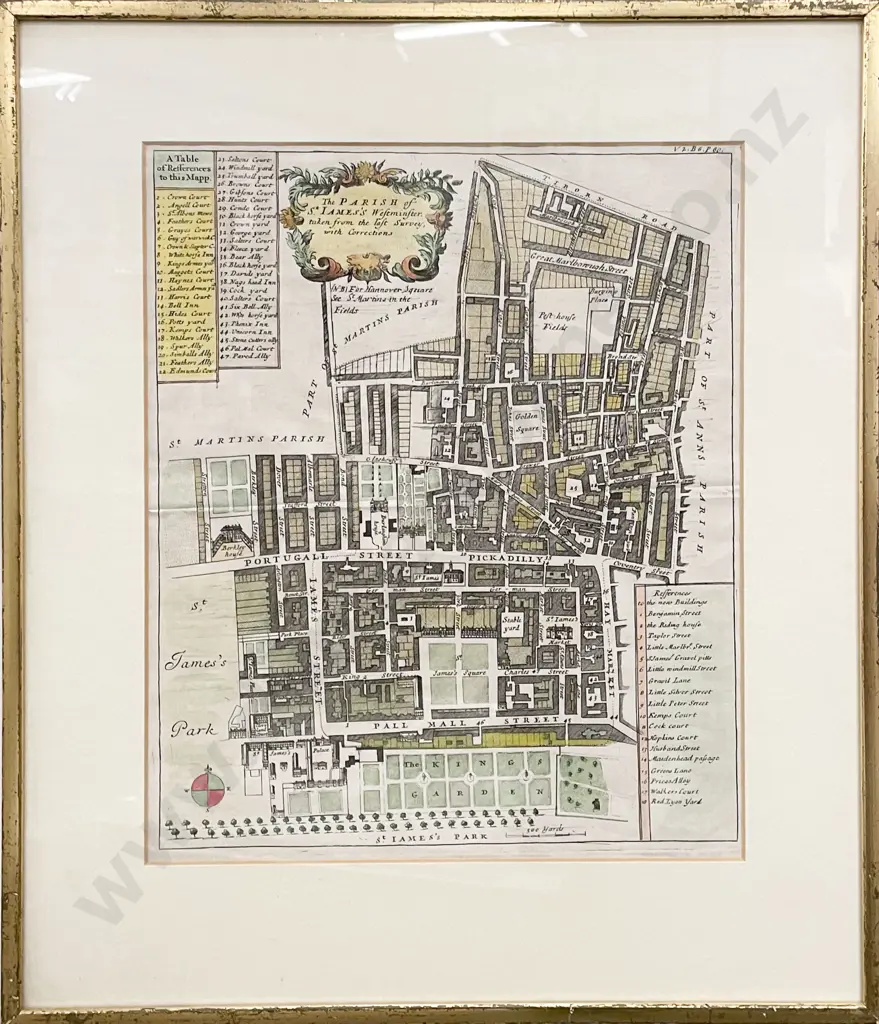 Framed Antique Map of St James's Park London Image 1++