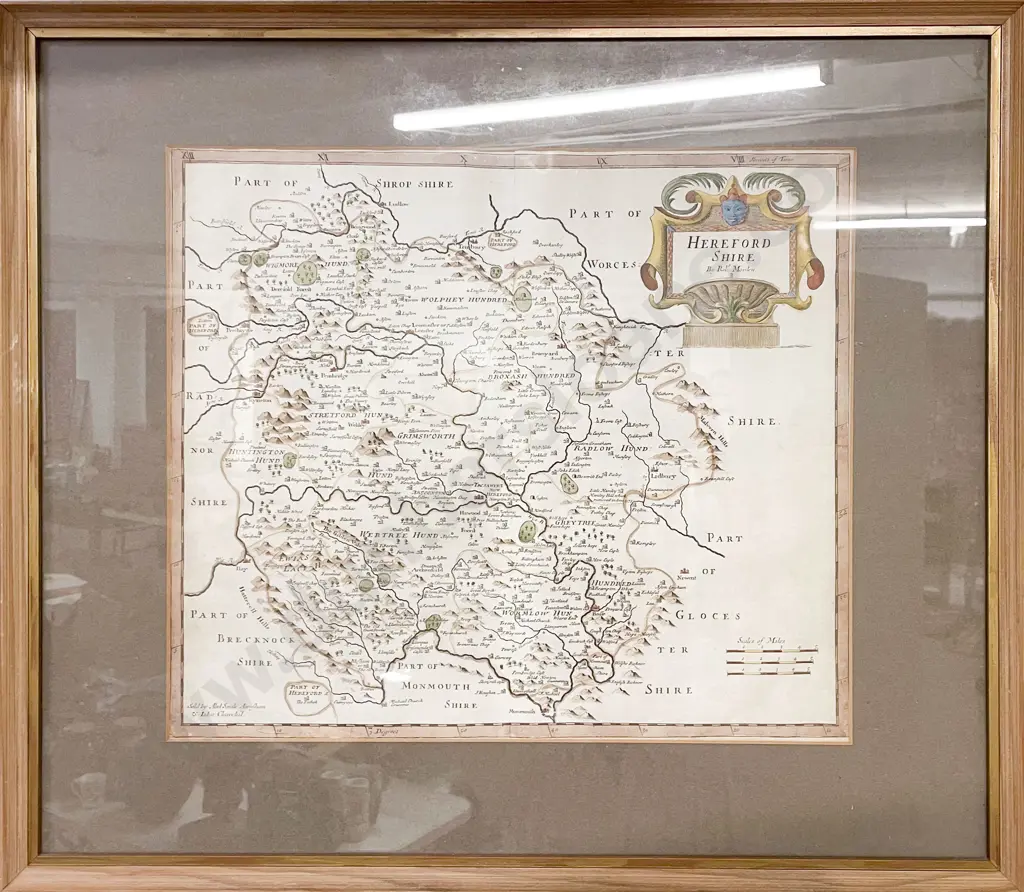 Framed Antique Map of Herefordshire Image 1++