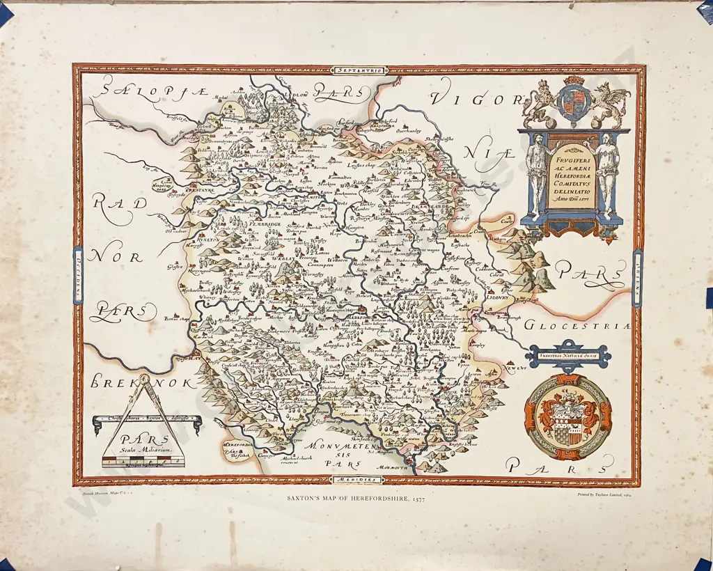Framed Antique Map of Herefordshire Image 1++