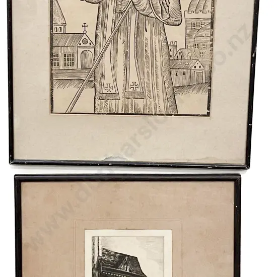 C17th Woodblock Portrait of a Saint