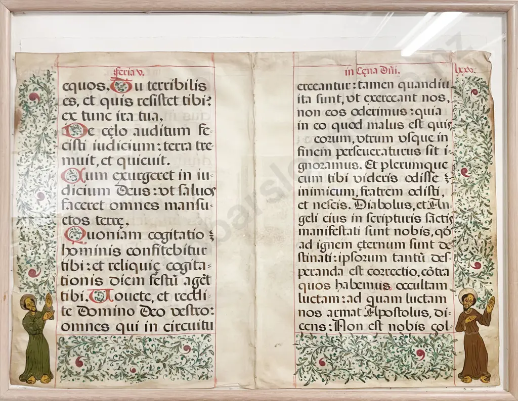 Framed Antique Illumination on Vellum - Complete Page Image 1++