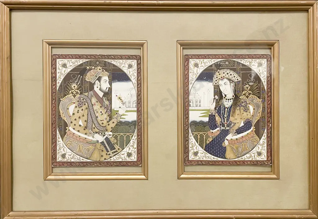 Harrish C19th Pair Moghul School Portraits Image 1++