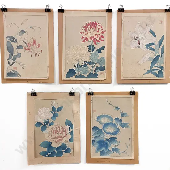 Five Japnese Woodblock Prints (unframed)