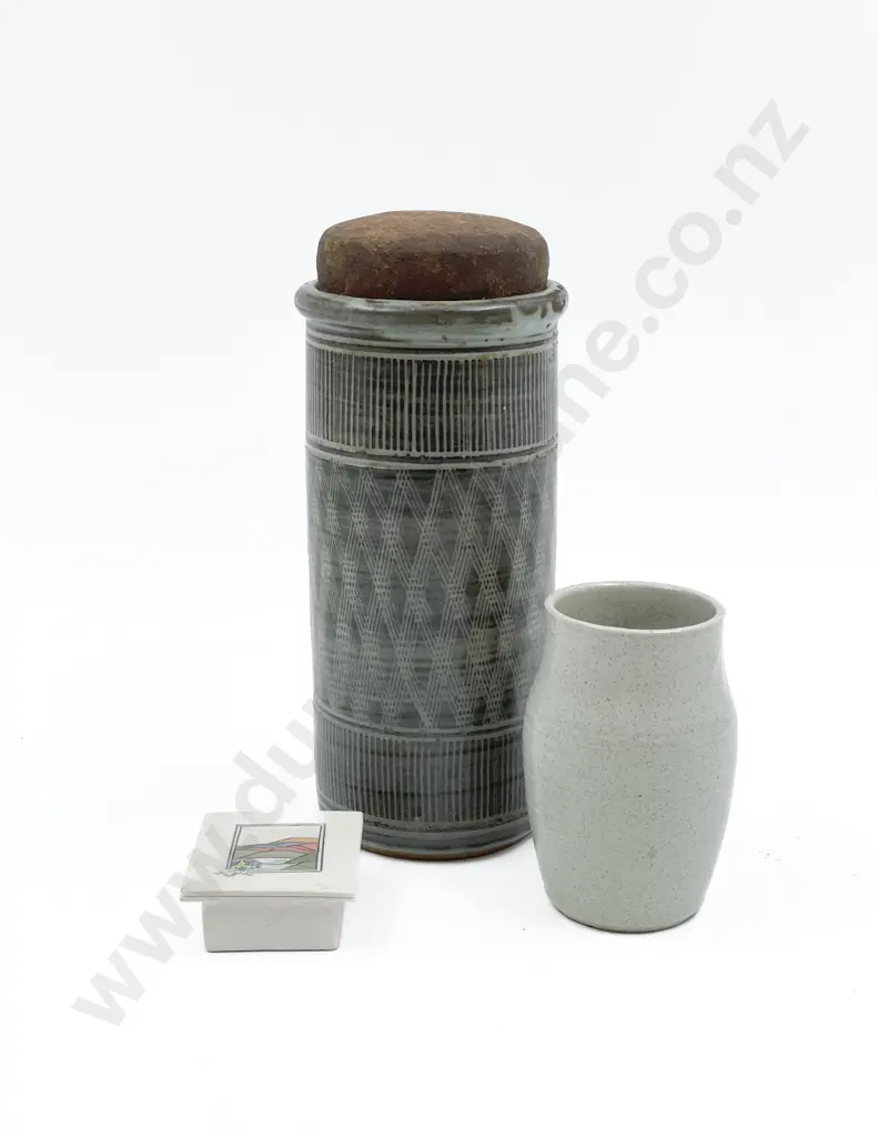 Pottery Canister Vase and Trinket Box Image 1++