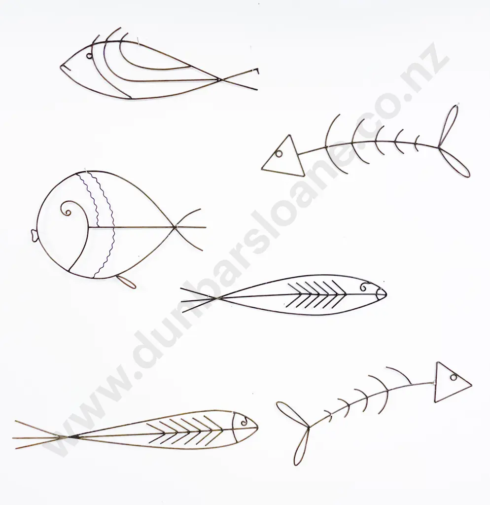 Set Six Wire Work Fish Sculptures Image 1++