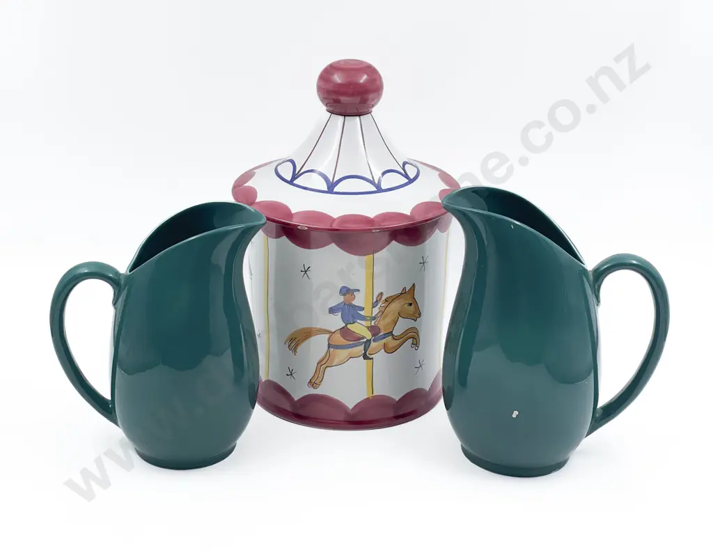 Italian Biscuit Barrel and Two Meakin Jugs Image 1++