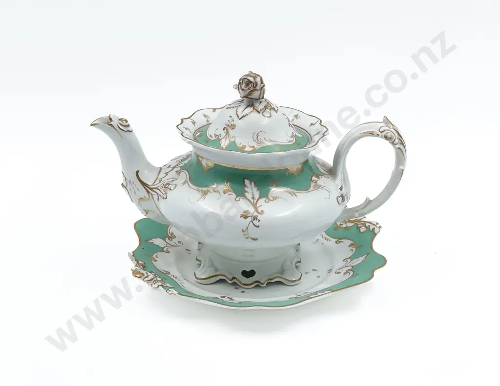 English Mid C19th Teapot on Plate Image 1++
